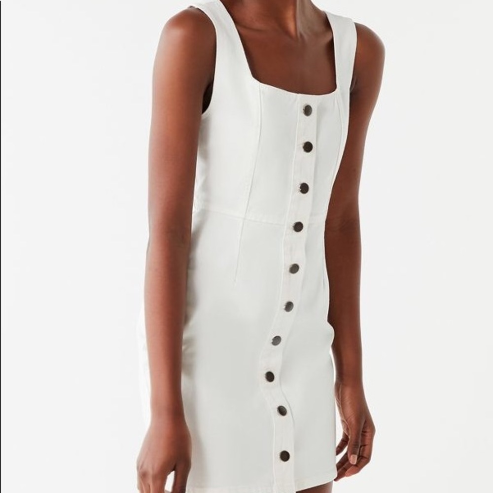 UO white denim button up dress